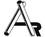 Logo consisting of the initials A R where the uprights of the A are two chrome pipes