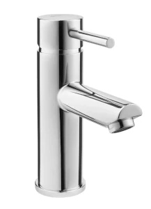 A tall chrome mixer tap with a single handle at the top.